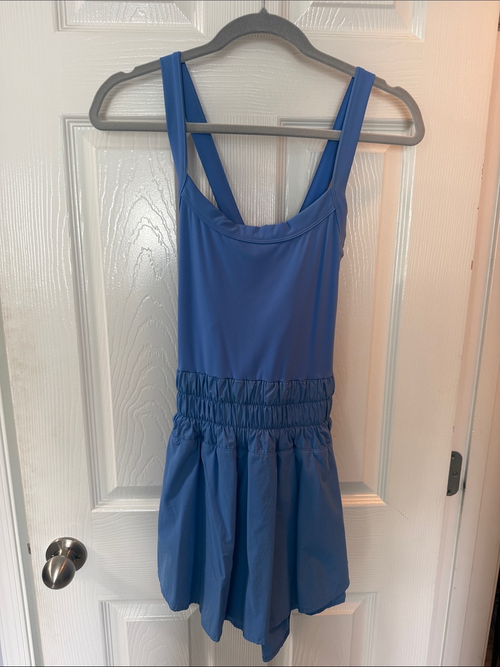 Amazon Blue One-Piece Dress with Skirted Bottom